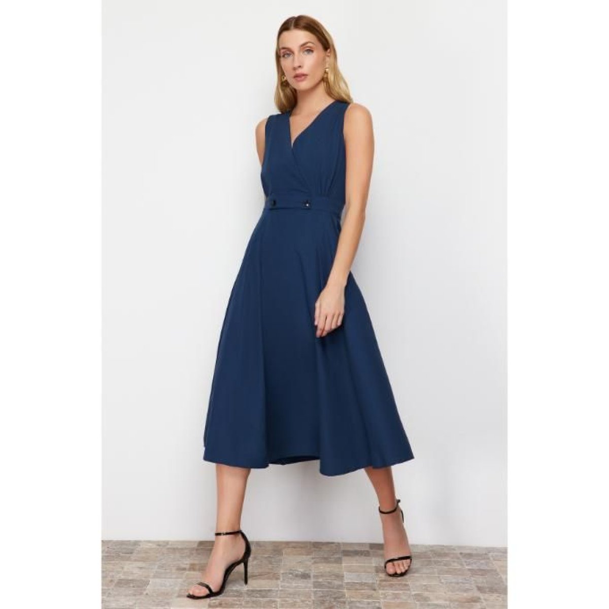 Trendyol Woven A-Line Midi Dress - Blue