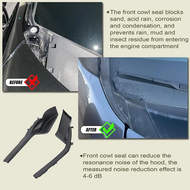 Priprilod Cowl Cover Seal Right & Left Compatible With Toyota RAV4 2019-2024 Compatible With Toyota RAV4 Prime 2021-2024 Front Hood Seal #53866-0R052