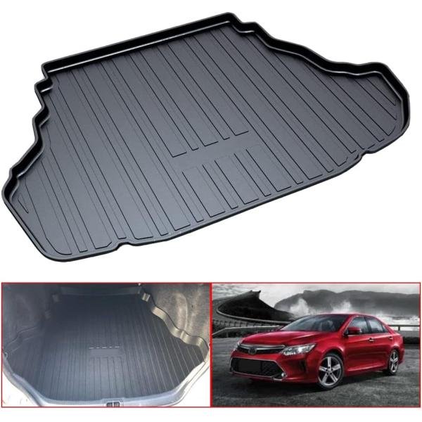 Rear Cargo Trunk Tray Floor Mats Compatible with 2013 2014 2015 2016 2017 Toyota Camry (No Hybrid Models),All Weather Protector Custom 3D Waterproof Durable Odorless TPO Accessories