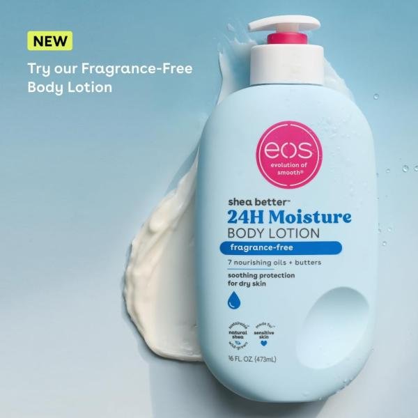 
eos Shea Better Body Lotion- Vanilla Cashmere, 24-Hour Moisture Skin Care, Lightweight & Non-Greasy, Made with Natural Shea, Vegan