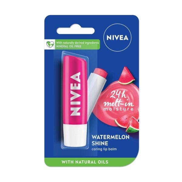 Nivea Lip Care, Fruity Watermelon Shine with Natural Oils 4.8g (5.5ml)